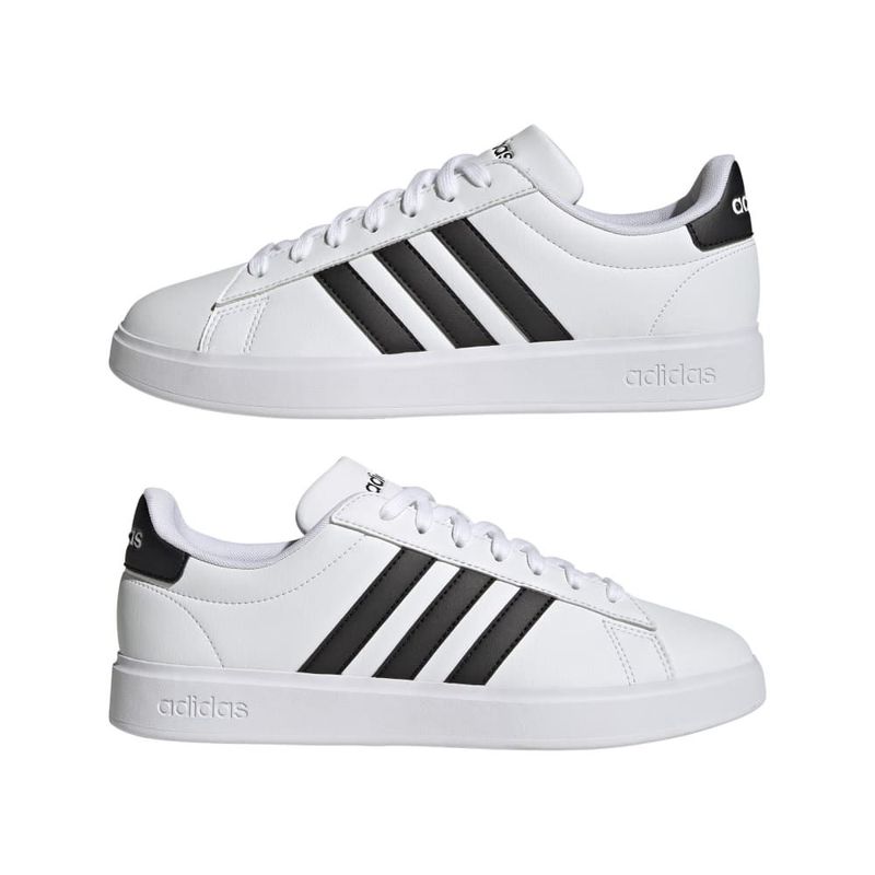 Tenis-adidas-para-hombre-Grand-Court-2.0-para-moda-color-blanco.-Par-Laterales