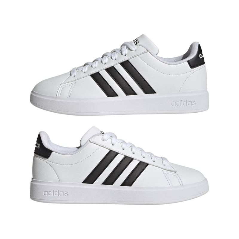 Tenis-adidas-para-mujer-Grand-Court-2.0-para-moda-color-blanco.-Par-Laterales
