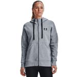 Camiseta-Manga-Larga-under-armour-para-mujer-Rival-Fleece-Fz-Hoodie-para-entrenamiento-color-negro.-Frente-Sobre-Modelo