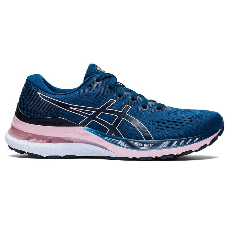 Tenis-asics-para-mujer-Gel-Kayano-28-para-correr-color-azul.-Lateral-Externa-Derecha