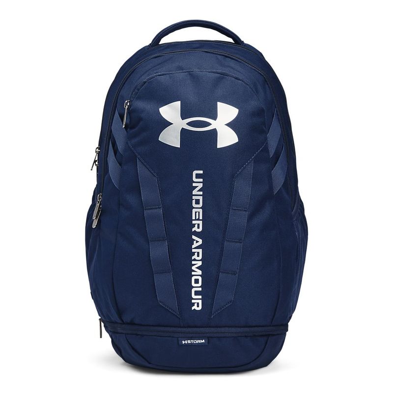 Morral-under-armour-para-hombre-Ua-Hustle-5.0-Backpack-para-entrenamiento-color-azul.-Frente-Sin-Modelo