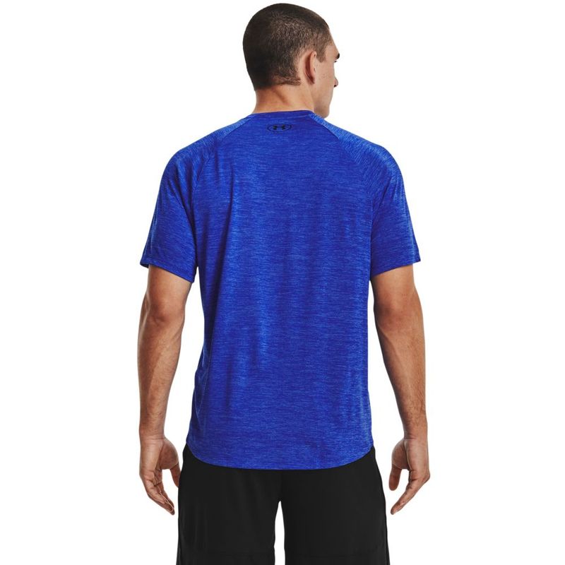 Camiseta-Manga-Corta-under-armour-para-hombre-Ua-Tech-2.0-Ss-Tee-para-entrenamiento-color-azul.-Reverso-Sobre-Modelo