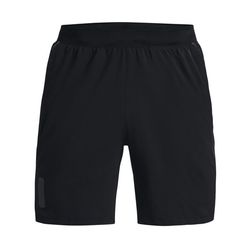Pantaloneta-under-armour-para-hombre-Ua-Ra-Launch-Shorts-para-correr-color-negro.-Frente-Sin-Modelo