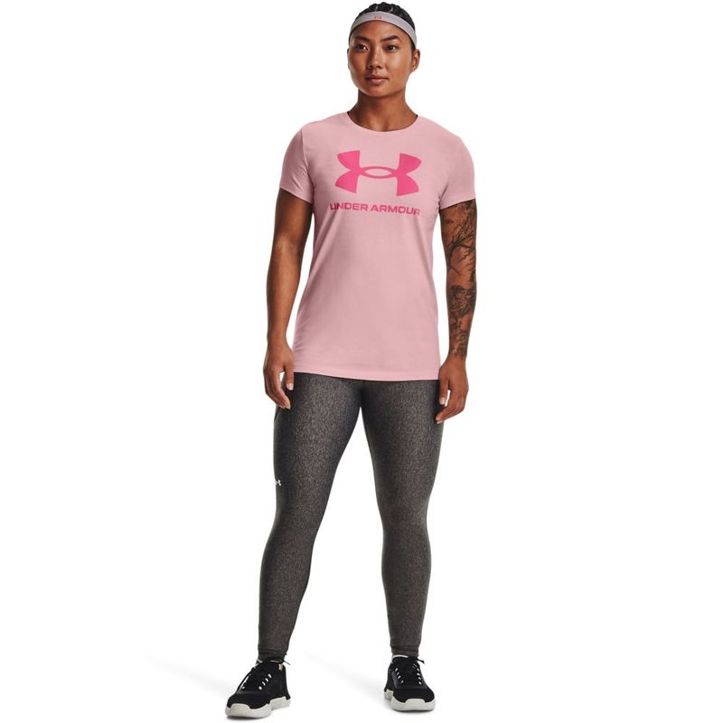 Camiseta-Manga-Corta-under-armour-para-mujer-Live-Sportstyle-Graphic-Ssc-para-entrenamiento-color-rojo.-Outfit-Completo