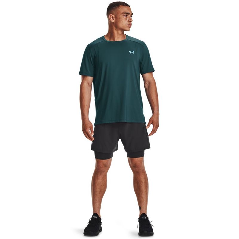 Camiseta-Manga-Corta-under-armour-para-hombre-Ua-Iso-Chill-Laser-Tee-para-correr-color-amarillo.-Outfit-Completo