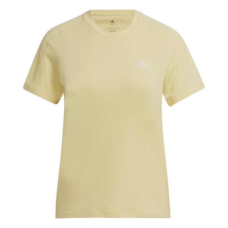 Camiseta-Manga-Corta-adidas-para-mujer-Run-It-Tee-W-para-correr-color-amarillo.-Frente-Sin-Modelo