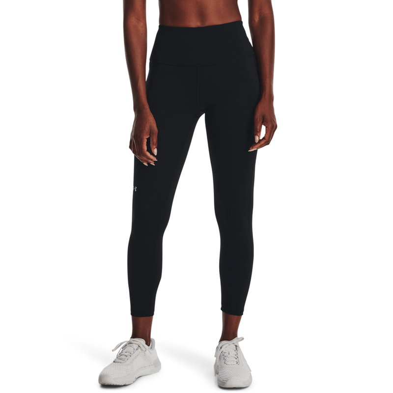 Licra-under-armour-para-mujer-Ua-Rush-Ankle-Legging-para-entrenamiento-color-negro.-Frente-Sobre-Modelo