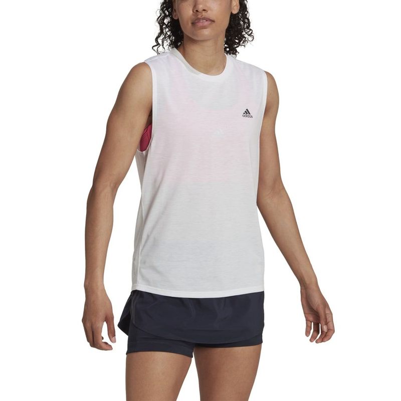 Camiseta-Manga-Sisa-adidas-para-mujer-Ri-3B-Muscl-Tnk-para-correr-color-blanco.-Zoom-Frontal-Sobre-Modelo