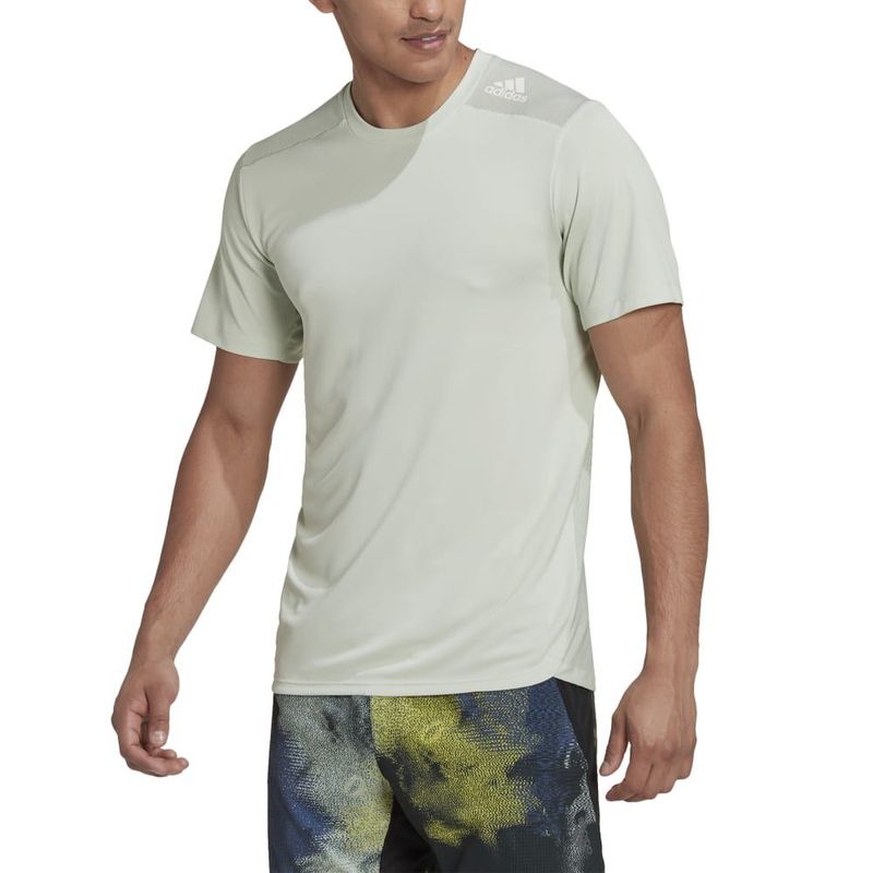 Camiseta-Manga-Corta-adidas-para-hombre-M-D4T-Hr-Tee-para-entrenamiento-color-verde.-Zoom-Frontal-Sobre-Modelo
