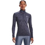 Buzo-under-armour-para-mujer-Tech-1-2-Zip---Twist-para-entrenamiento-color-morado.-Frente-Sobre-Modelo