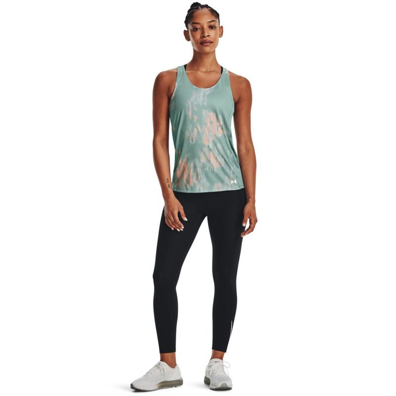 Camiseta-Manga-Sisa-under-armour-para-mujer-Ua-Fly-By-Printed-Tank-para-correr-color-blanco.-Outfit-Completo