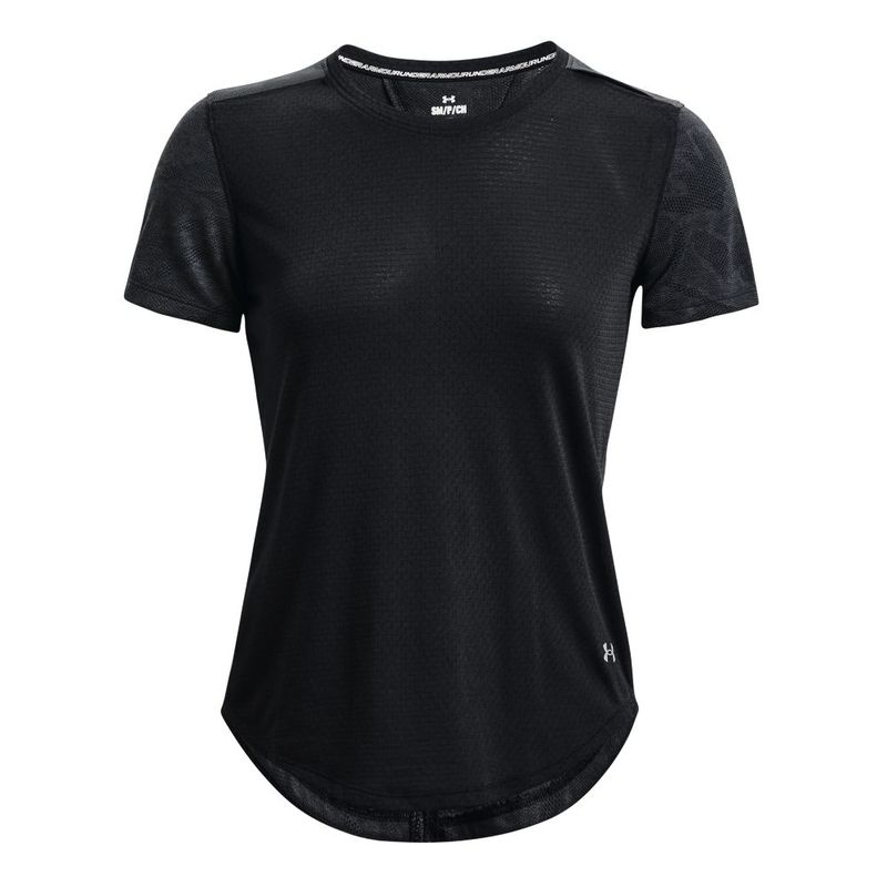 Camiseta-Manga-Corta-under-armour-para-mujer-Ua-Streaker-Snowcloud-Ss-para-correr-color-negro.-Frente-Sin-Modelo
