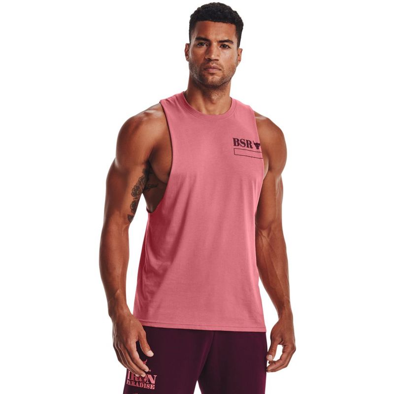 Camiseta-Manga-Sisa-under-armour-para-hombre-Ua-Pjt-Rock-Bsr-Tank-para-moda-color-rosado.-Frente-Sobre-Modelo