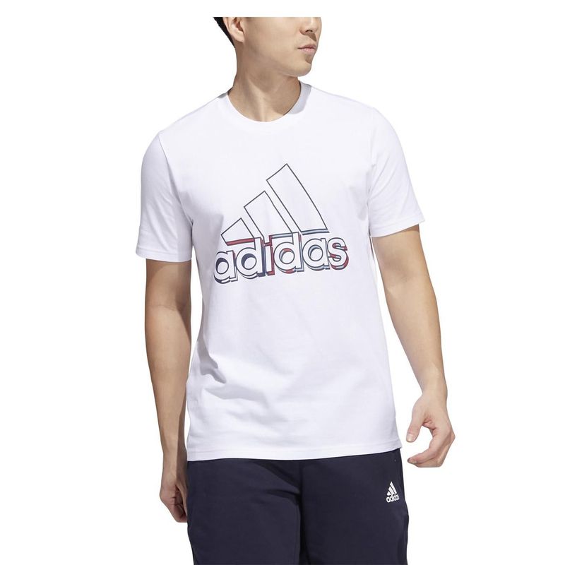 Camiseta-Manga-Corta-adidas-para-hombre-M-Dyn-G-T-para-moda-color-blanco.-Frente-Sobre-Modelo