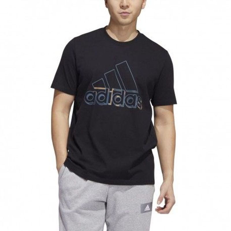 Camiseta-Manga-Corta-adidas-para-hombre-M-Dyn-G-T-para-moda-color-negro.-Frente-Sobre-Modelo