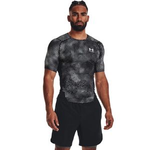 UA Hg Armour Prtd Comp Ss Camiseta de compresión negro de hombre para entrenamiento