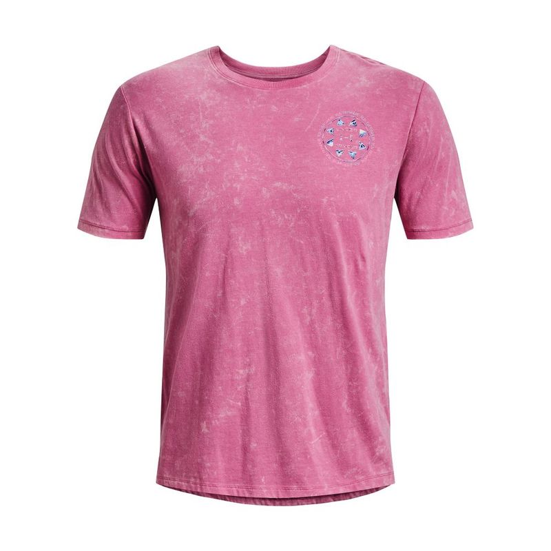 Camiseta-Manga-Corta-under-armour-para-hombre-Ua-Run-Anywhere-Ss-para-correr-color-rosado.-Frente-Sin-Modelo