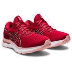 Tenis-asics-para-mujer-Gel-Nimbus-24-para-correr-color-rojo.-Par-Alineados