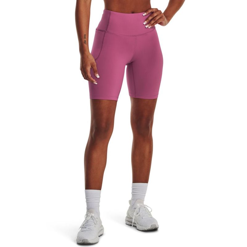 Pantaloneta-under-armour-para-mujer-Ua-Meridian-Bike-Short-para-entrenamiento-color-rosado.-Frente-Sobre-Modelo