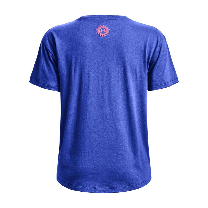 Camiseta-Manga-Corta-under-armour-para-mujer-Groovy-Wordmark-Ss-para-moda-color-azul.-Reverso-Sin-Modelo