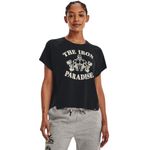 Camiseta-Manga-Corta-under-armour-para-mujer-Ua-Pjt-Rock-Vintage-Iron-Ss-para-entrenamiento-color-negro.-Frente-Sobre-Modelo
