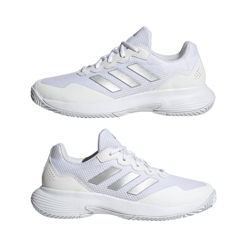 Tenis-adidas-para-mujer-Gamecourt-2-W-para-tenis-color-blanco.-Par-Laterales