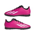 Guayos-adidas-para-niño-X-Speedportal.4-Tf-J-para-futbol-color-rosado.-Par-Laterales