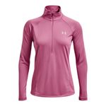 Camiseta-Manga-Larga-under-armour-para-mujer-Tech-1-2-Zip---Solid-para-entrenamiento-color-rosado.-Frente-Sin-Modelo