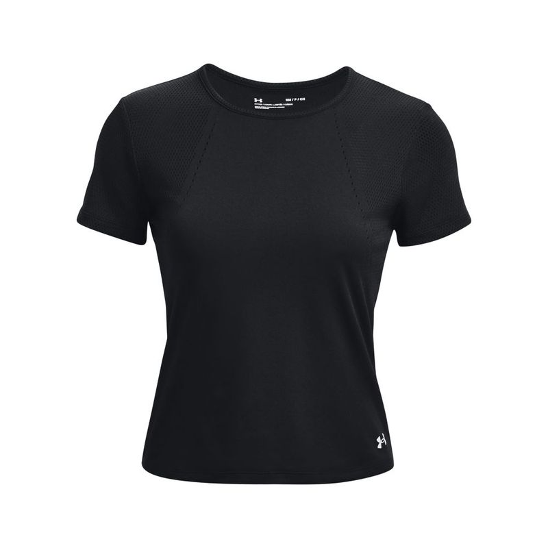 Camiseta-Manga-Corta-under-armour-para-mujer-Engineered-Knit-Ss-para-entrenamiento-color-negro.-Frente-Sin-Modelo
