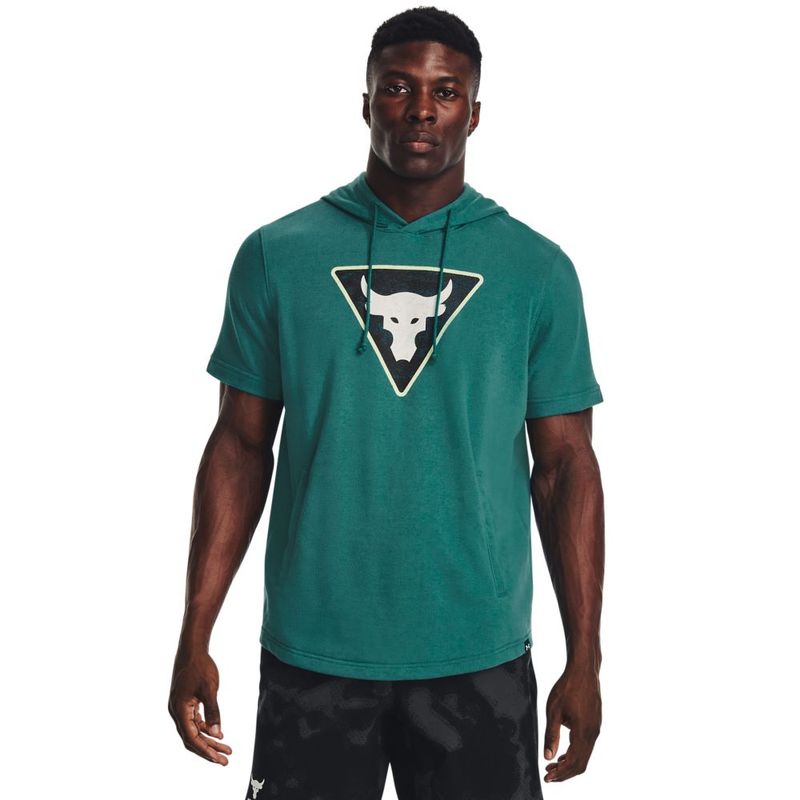 Buzo-under-armour-para-hombre-Pjt-Rck-Terry-Ss-Hd-Fam-para-entrenamiento-color-verde.-Frente-Sobre-Modelo