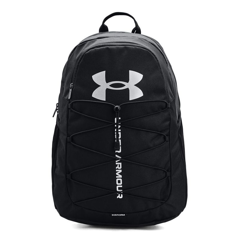 Morral-under-armour-para-hombre-Ua-Hustle-Sport-Backpack-para-entrenamiento-color-negro.-Frente-Sin-Modelo