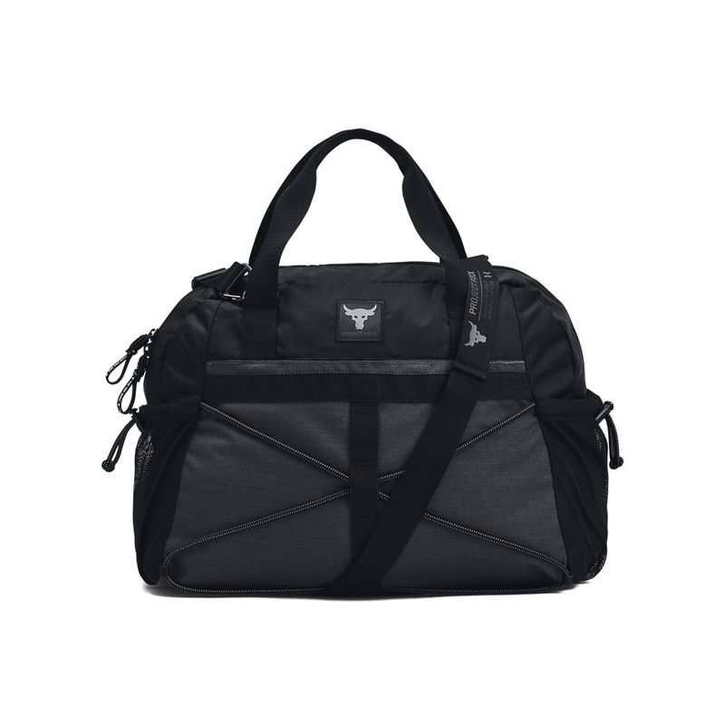 Maletin-under-armour-para-hombre-Ua-Project-Rock-Gym-Bag-Sm-para-entrenamiento-color-negro.-Frente-Sin-Modelo