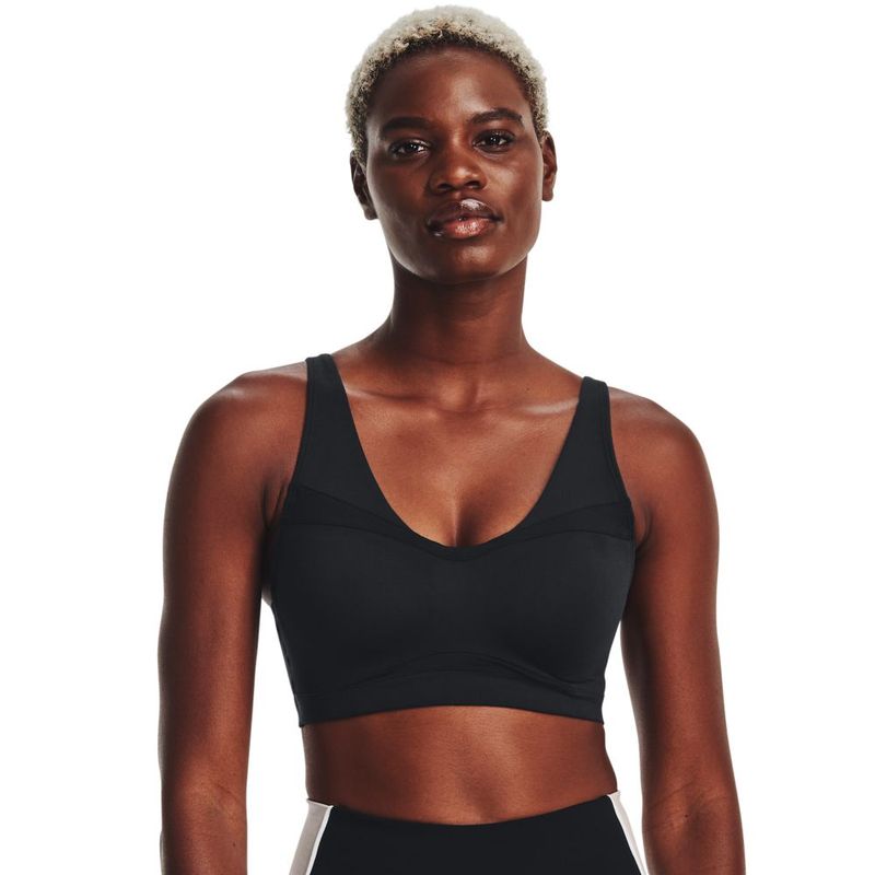 Top-under-armour-para-mujer-Ua-Smartform-Evolution-Mid-para-entrenamiento-color-negro.-Frente-Sobre-Modelo