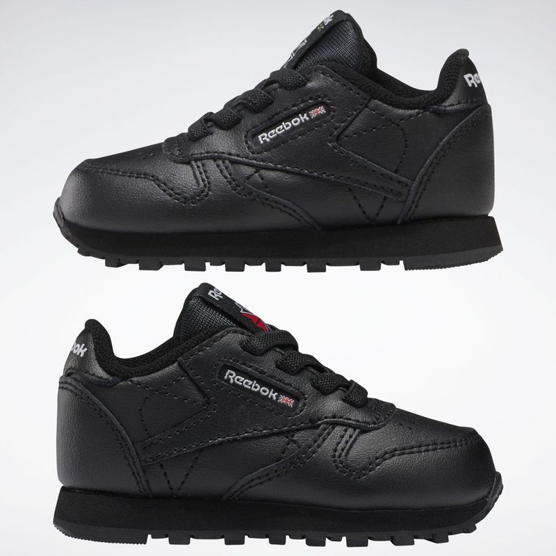 Tenis-reebok-classics-para-niño-Cl-Lthr-para-moda-color-negro.-Par-caras-opuestas