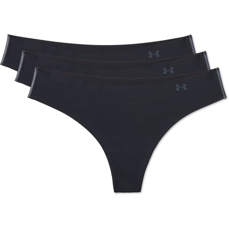 Ropa-Interior-3-Pack-under-armour-para-mujer-Ps-Thong-3Pack-para-entrenamiento-color-negro.-Frente-Sobre-Modelo