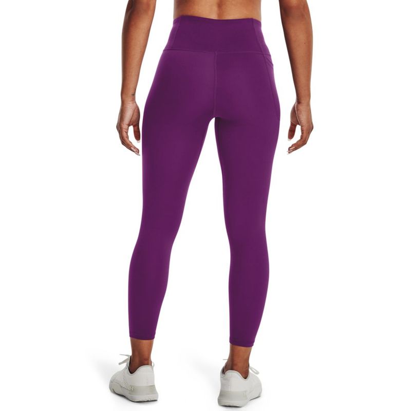Licra-under-armour-para-mujer-Motion-Ankle-Leg-para-entrenamiento-color-morado.-Reverso-Sobre-Modelo