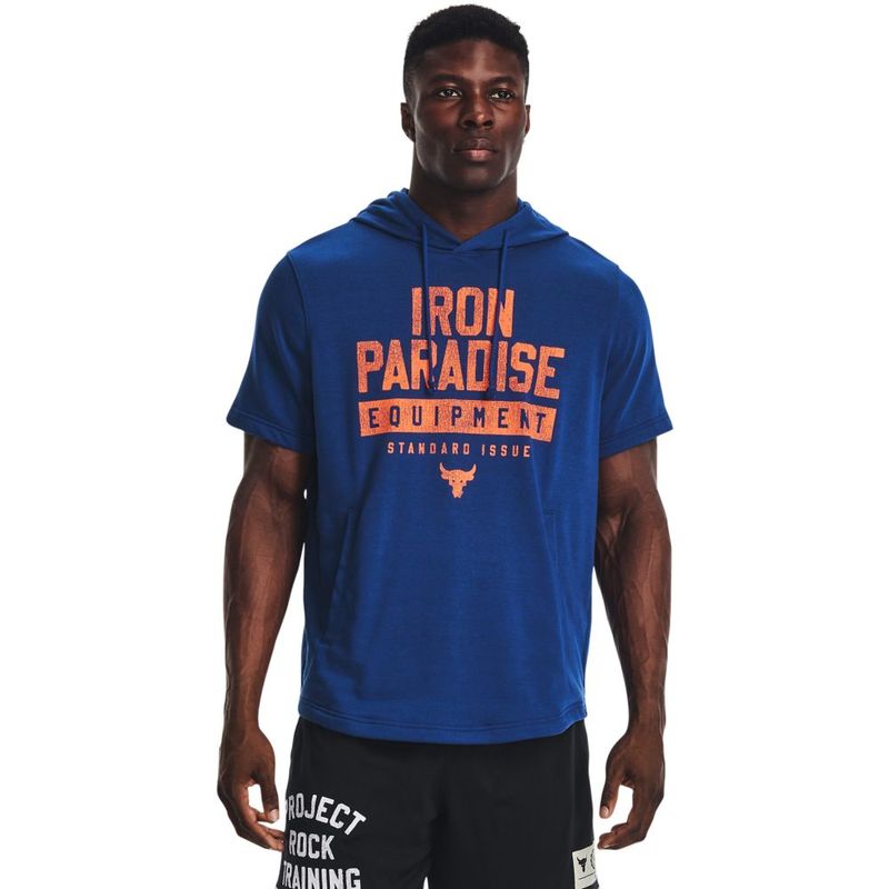 Hoodie-under-armour-para-hombre-Pjt-Rock-Terry-Ss-Hd-Tg-para-entrenamiento-color-azul.-Frente-Sobre-Modelo