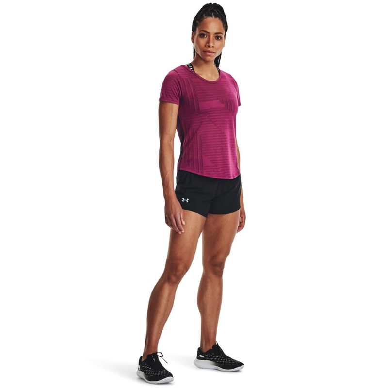 Camiseta-Manga-Corta-under-armour-para-mujer-Streaker-Deco-Diamond-Ss-para-correr-color-rojo.-Outfit-Completo