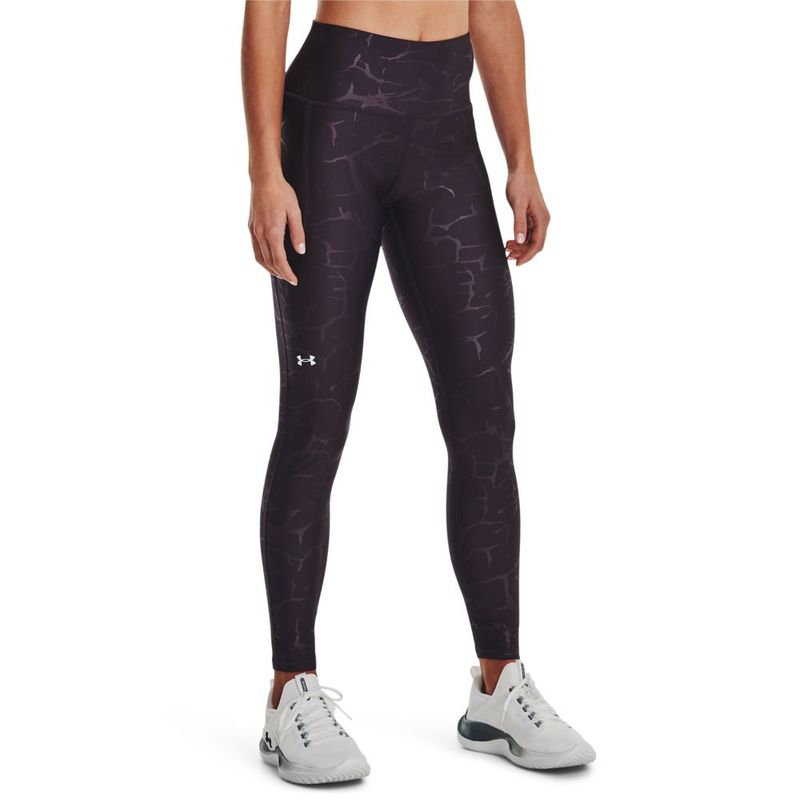 Licra-under-armour-para-mujer-Armour-Emboss-Legging-para-entrenamiento-color-morado.-Frente-Sobre-Modelo