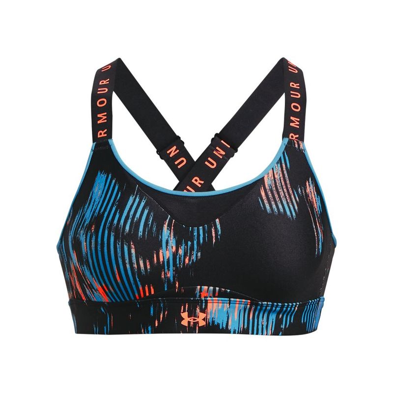 Top-under-armour-para-mujer-Ua-Infinity-High-Print-Bra-para-entrenamiento-color-negro.-Frente-Sin-Modelo