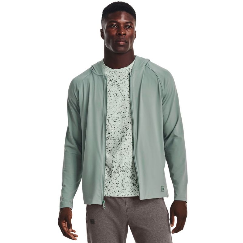 Camiseta-Manga-Larga-under-armour-para-hombre-Ua-Meridian-Full-Zip-para-entrenamiento-color-amarillo.-Frente-Sobre-Modelo