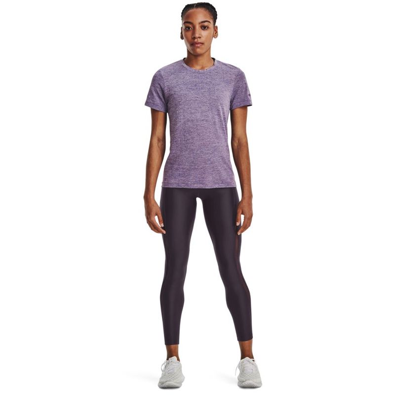 Camiseta-Manga-Corta-under-armour-para-mujer-Ua-Seamless-Stride-Ss-para-correr-color-morado.-Outfit-Completo