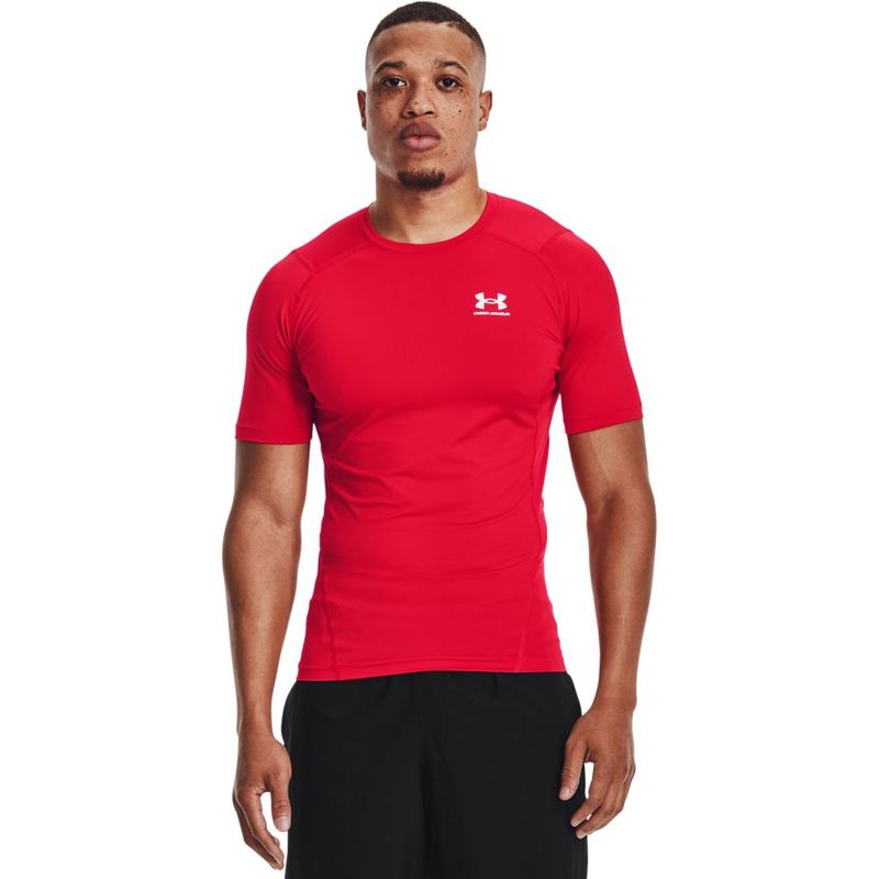 Camiseta-Manga-Corta-under-armour-para-hombre-Ua-Hg-Armour-Comp-Ss-para-entrenamiento-color-rojo.-Frente-Sobre-Modelo