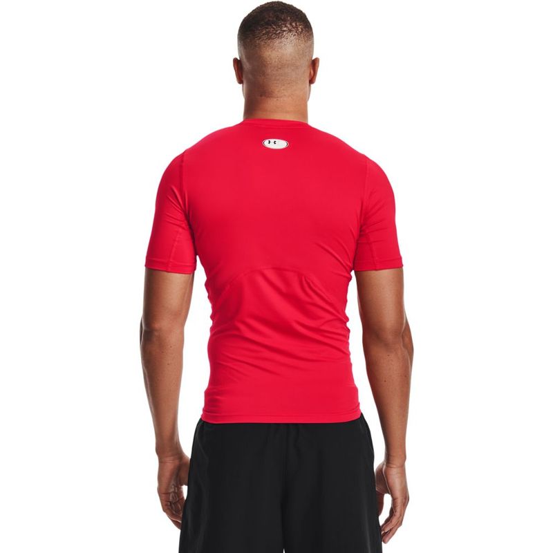Camiseta-Manga-Corta-under-armour-para-hombre-Ua-Hg-Armour-Comp-Ss-para-entrenamiento-color-rojo.-Reverso-Sobre-Modelo