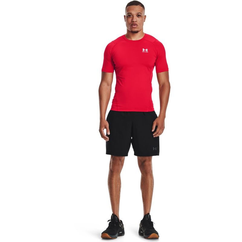 Camiseta-Manga-Corta-under-armour-para-hombre-Ua-Hg-Armour-Comp-Ss-para-entrenamiento-color-rojo.-Outfit-Completo
