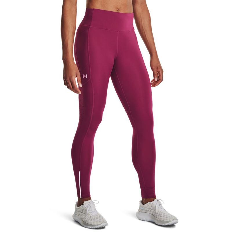 Licra-under-armour-para-mujer-Ua-Fly-Fast-Tight-para-correr-color-rojo.-Frente-Sobre-Modelo