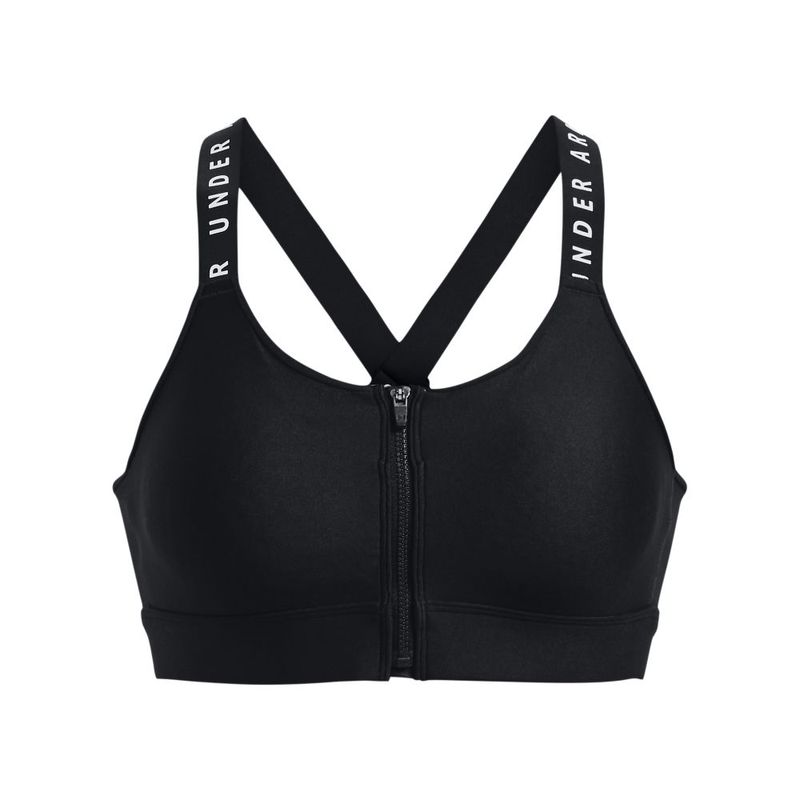 Top-under-armour-para-mujer-Ua-Infinity-High-Bra-Zip-para-entrenamiento-color-negro.-Frente-Sin-Modelo