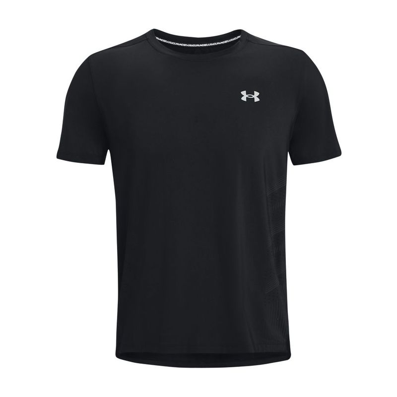 Camiseta-Manga-Corta-under-armour-para-hombre-Ua-Laser-Shortsleeve-para-correr-color-negro.-Frente-Sin-Modelo