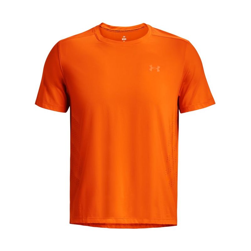 Camiseta-Manga-Corta-under-armour-para-hombre-Ua-Laser-Shortsleeve-para-correr-color-naranja.-Frente-Sin-Modelo