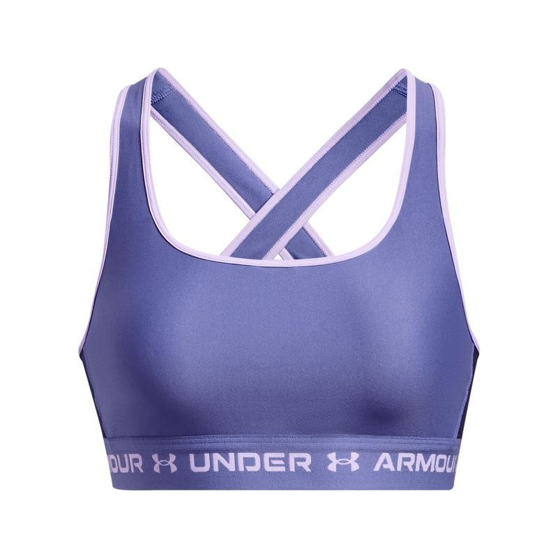 Top-under-armour-para-mujer-Crossback-Mid-Bra-para-entrenamiento-color-azul.-Frente-Sin-Modelo
